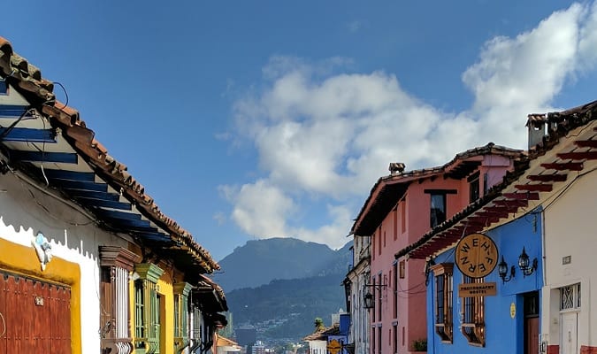 Barrio de la Candelaria em Bogotá Foto